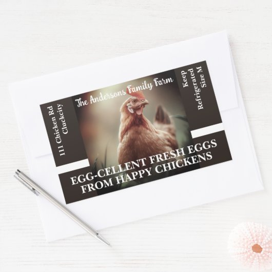 ファミリーファームカスタムーおもしろいチキン写真テンプレート 長方形シール (封筒)