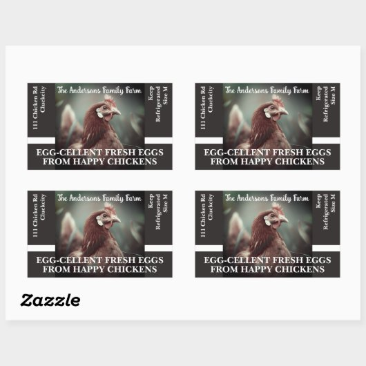 ファミリーファームカスタムーおもしろいチキン写真テンプレート 長方形シール (シート)