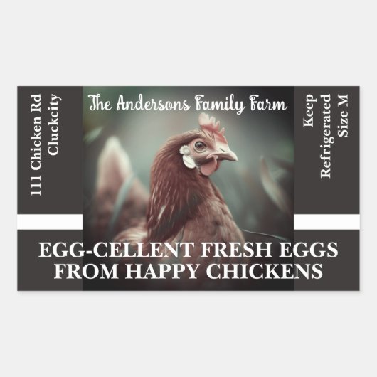 ファミリーファームカスタムーおもしろいチキン写真テンプレート 長方形シール (正面)