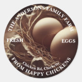 ファミリーファームカスタム写真テンプレートかわいいエッグズネスト ラウンドシール (正面)
