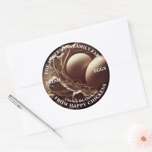 ファミリーファームカスタム写真テンプレートかわいいエッグズネスト ラウンドシール (封筒)