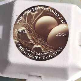 ファミリーファームカスタム写真テンプレートかわいいエッグズネスト ラウンドシール
