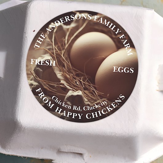 ファミリーファームカスタム写真テンプレートかわいいエッグズネスト ラウンドシール