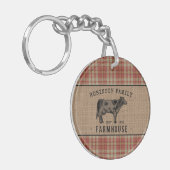 ファミリーファームハウスカウレッドプレイドバーラップ2面 キーホルダー (正面左)