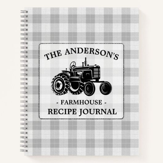 ファミリーファームハウストラクタープレイドレシピノート ノートブック (正面)