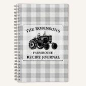 ファミリーファームハウストラクターホワイトプレイドレシピ ノートブック (正面)
