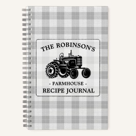 ファミリーファームハウストラクターホワイトプレイドレシピ ノートブック (正面)