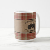ファミリーファームハウストラクター赤い格子戸バーラップラージ コーヒーマグカップ (正面右)