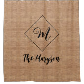 ファミリーファームハウスネーム素朴バーラモノグラムのップ シャワーカーテン (正面)