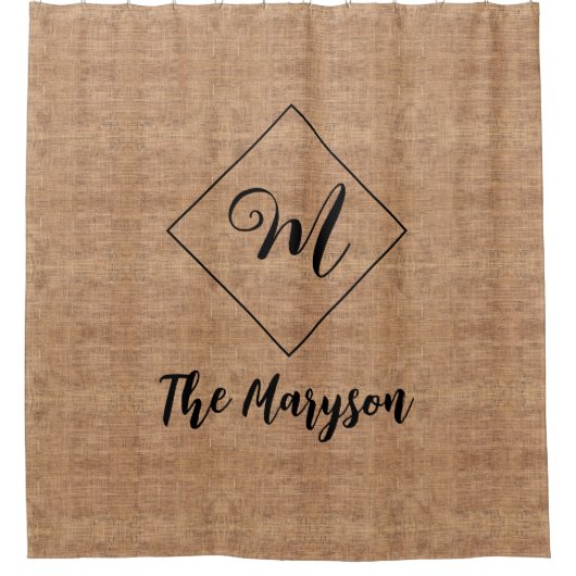 ファミリーファームハウスネーム素朴バーラモノグラムのップ シャワーカーテン (正面)