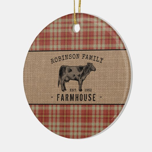 ファミリーファームハウス素朴ウレッドプレイドバーラップ セラミックオーナメント (左)