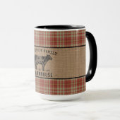 ファミリーファームハウス素朴カウレッドプレイドバーラップビッグ マグカップ (正面右)