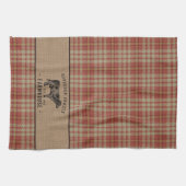 ファミリーファームハウス素朴カウレッドプレイドバーラップ キッチンタオル (横)