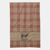 ファミリーファームハウス素朴カウレッドプレイドバーラップ キッチンタオル (縦)