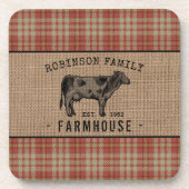 ファミリーファームハウス素朴カウレッドプレイドバーラップ コースター (正面)