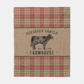 ファミリーファームハウス素朴カウレッドプレイドバーラップ フリースブランケット (正面)