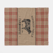 ファミリーファームハウス素朴カウレッドプレイドバーラップ フリースブランケット (正面(横))