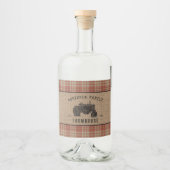 ファミリーファームハウス素朴トラクターレッドプレイドバーラップ リキュールボトルラベル (正面)