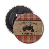 ファミリーファームハウス素朴トラクターレッドプレイドバーラップ 栓抜き (正面)