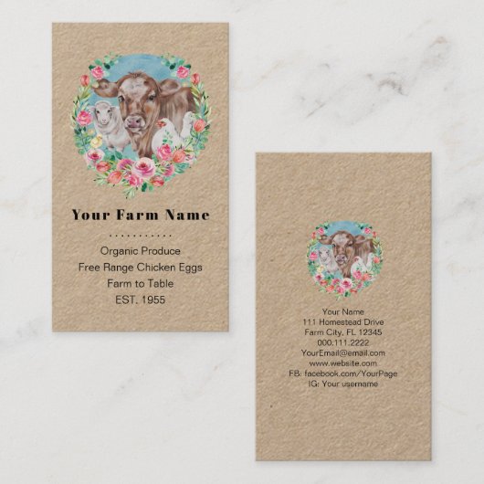 ファミリーファームホームステッドチキンカウマーケットガーデン 名刺 (正面/裏面)