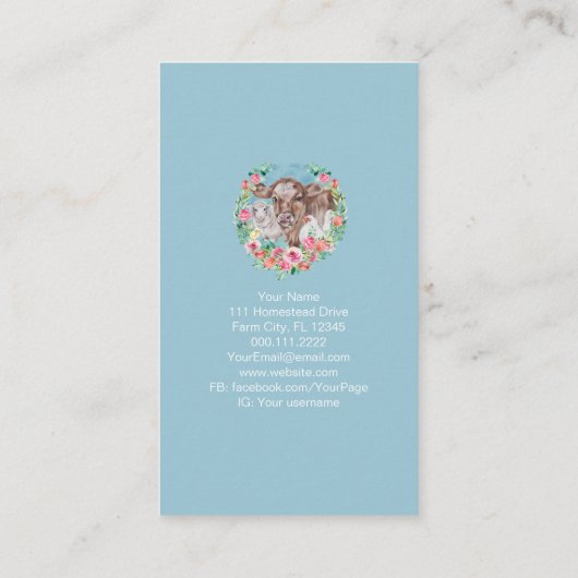 ファミリーファームホームステッドチキンガーデンカラーブロック 名刺 (裏面)