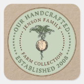 ファミリーファーム生産ラベルカニップグリーンon Kraft スクエアシール (正面)