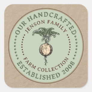 ファミリーファーム生産ラベルカニップグリーンon Kraft スクエアシール