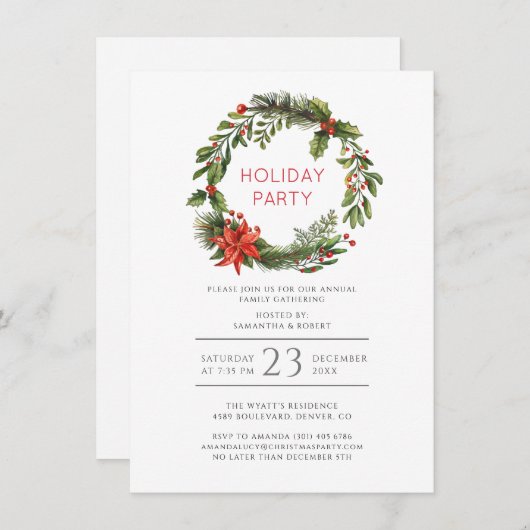 ファミリーフェスティバルクリスマスホリデー懇親会パーティー 招待状 (正面/裏面)