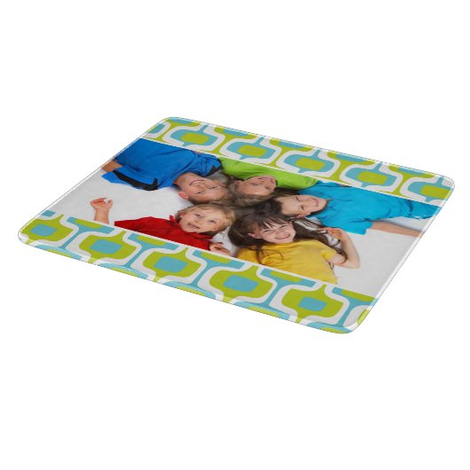 ファミリーフォトアクアライムホワイトミッドセンチュリーモダンレトロ カッティングボード (角)