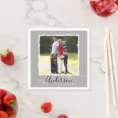 ファミリーフォトアドオン名グレー スタンダードカクテルナプキン (インサイチュ)