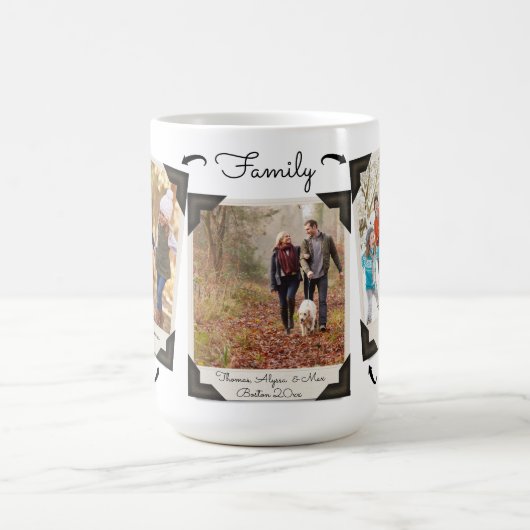 ファミリーフォトアルバムコラージュパーソナライズされた完全にかわいい コーヒーマグカップ (中央)