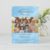 ファミリーフォトアンドブルースカイ引っ越し祝いパーティー招待状 案内状 (スタンド正面)