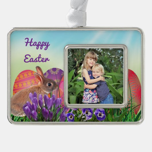 ファミリーフォトイースターホリデーツリーオーナメント シルバープレートフレームオーナメント (正面)