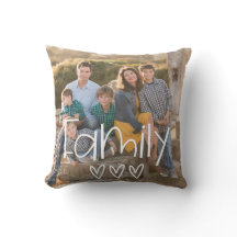 ファミリーフォトカジュアルタイプハート装飾用クッション