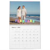 ファミリーフォトカスタム文字パステルカラー カレンダー (2月 2026)