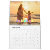 ファミリーフォトカスタム文字パステルカラー カレンダー (1月 2026)