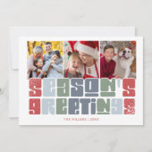 ファミリーフォトカラフルレトロクリスマスホリデー シーズンカード (正面)