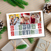 ファミリーフォトカラフルレトロクリスマスホリデー シーズンカード