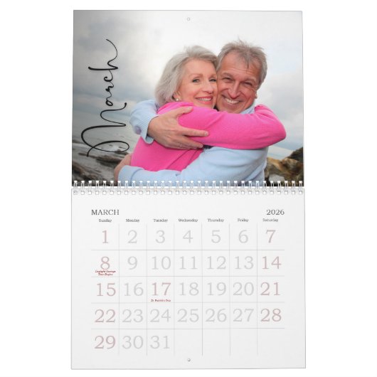 ファミリーフォトカレンダー、編集可能カスタムな予定表 カレンダー (3月 2026)