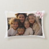 ファミリーフォトクリスマスギフトパステルピンクヴィンテージ アクセントクッション (正面)