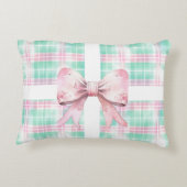 ファミリーフォトクリスマスギフトパステルピンクヴィンテージ アクセントクッション (裏面)