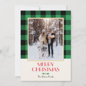 ファミリーフォトクリスマスグカスタムリーンフラ素朴ット シーズンカード (正面)