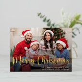 ファミリーフォトクリスマスゴールドフォイルホリデーカード 箔シーズンカード (立ち正面)