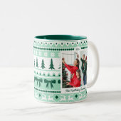 ファミリーフォトクリスマスセーターミントグリーン ツートーンマグカップ (正面右)