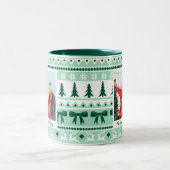ファミリーフォトクリスマスセーターミントグリーン ツートーンマグカップ (中央)