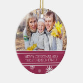 ファミリーフォトクリスマス装飾ブルゴーニュ雪 セラミックオーナメント (右)