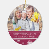 ファミリーフォトクリスマス装飾ブルゴーニュ雪 セラミックオーナメント (左)