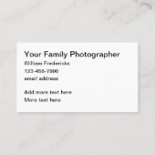 ファミリーフォトグラファーの両面名刺 名刺 (裏面)