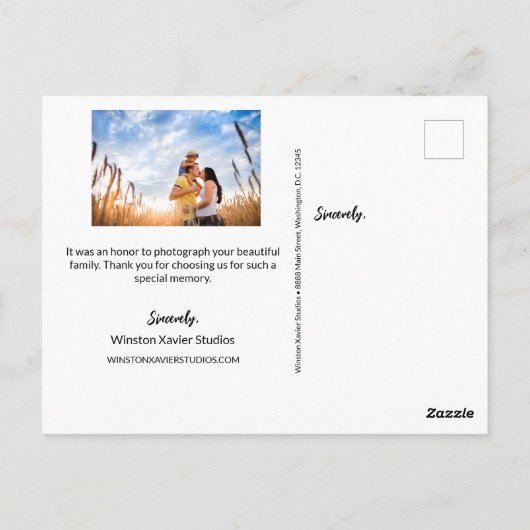 ファミリーフォトグラファーカスタムのロゴ写真はがき ポストカード (裏面)