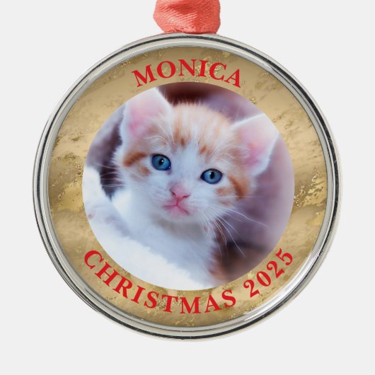 ファミリーフォトグラム金ゴールド大理石 メタルオーナメント (正面)